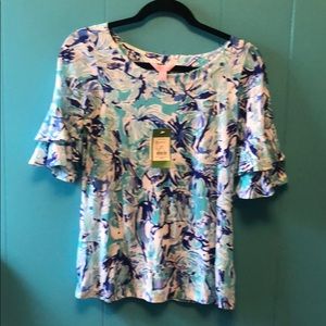 Lilly Pulitzer Lula Ruffle Top XS NWT